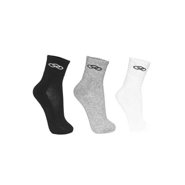 Kit 3 Meias Olympikus Unissex Branco