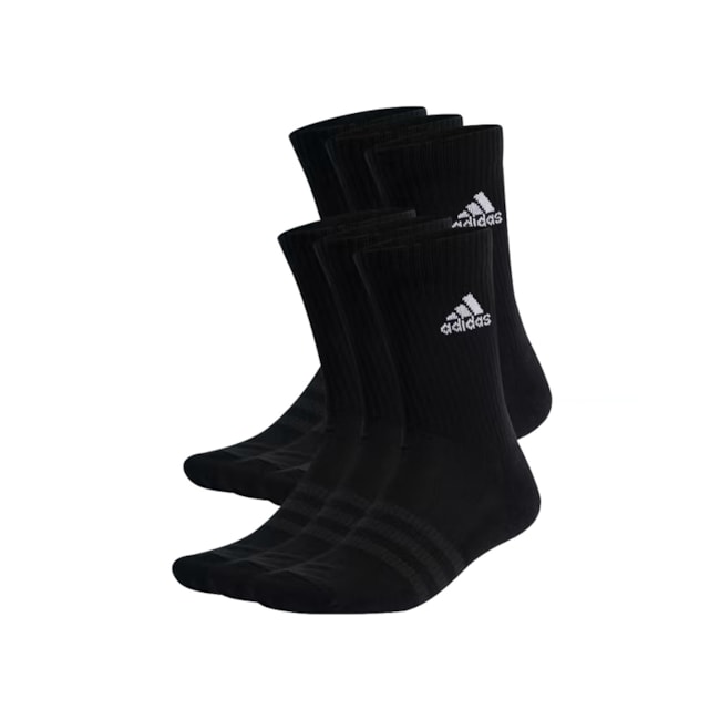Kit Meia Cano Longo Adidas Preto