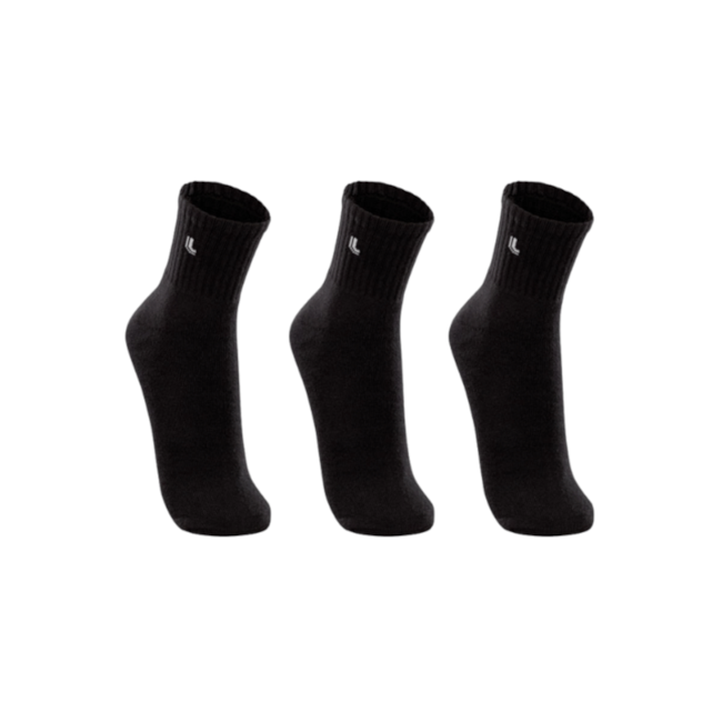 Kit Meia Cano Medio Lupo Unissex Preto