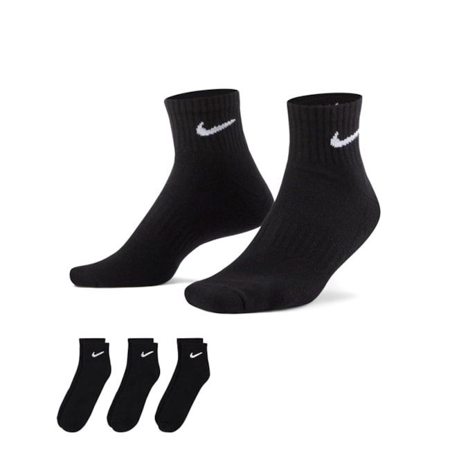 Kit Meia Esportivo Cano Medio Nike  Preto