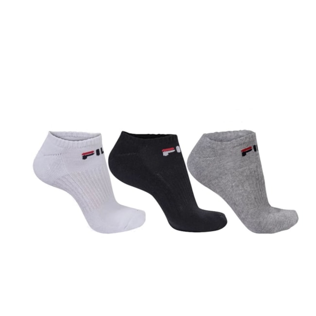 Meia Fila Cano Curto 3 Pares Unissex Preto