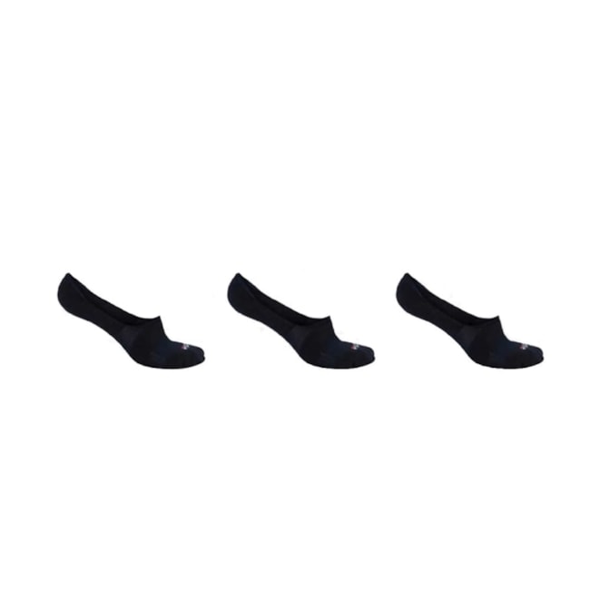 Meia Fila Invisible 3 Pares Unissex Preto