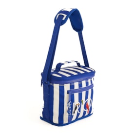 Mini Cooler Farm Farofa Listras Azul Branco