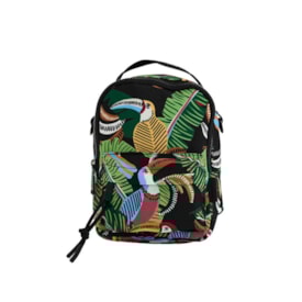 Mini Mochila Farm Borogodó Tucanos E Folhagens Preto