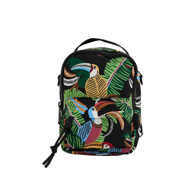 Mini Mochila Farm Borogodó Tucanos E Folhagens Preto