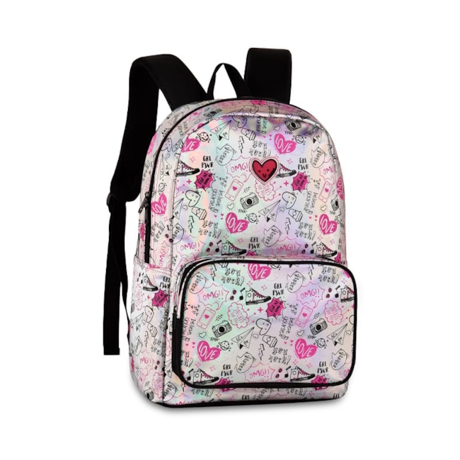 Mochila Clio Holográfica Infantil Feminina Preto