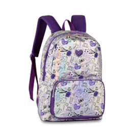 Mochila Clio Holográfica Infantil Feminina Roxo