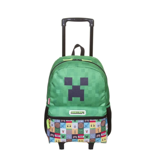 Mochila De Rodinha Sestini Minecraft Infantil Masculina Pt/vd