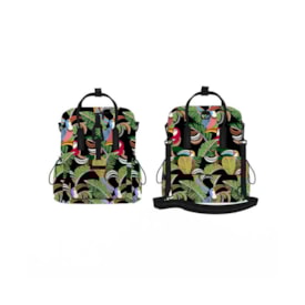 Mochila Farm Etc Tucanos Com Folhagens E Bana Original Preto
