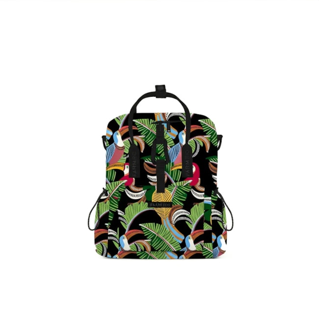 Mochila Farm Etc Tucanos Com Folhagens E Bana Original Preto