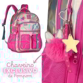 Mochila Rebecca Bonbon Infantil Feminina Holográfico Rosa