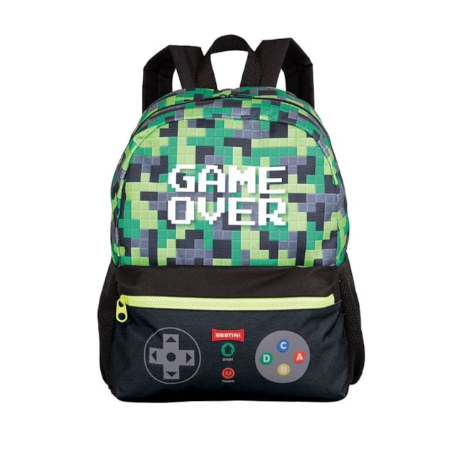 Mochila Sestini Game Over Infantil Masculina Pt/vd