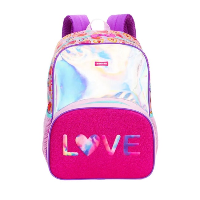 Mochila Sestini Love Infantil Feminina Colorida Colorido