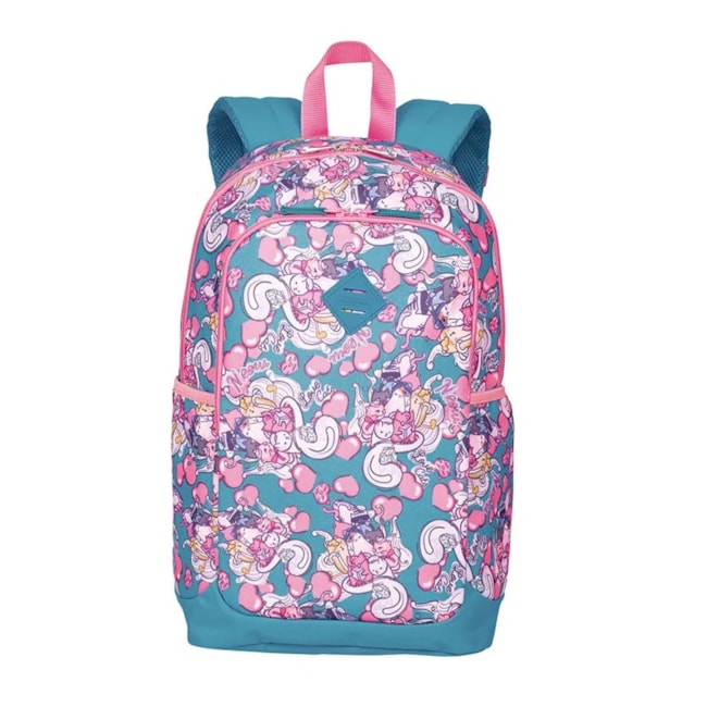 Mochila Sestini Magic Gatinhos Feminina Rosa/azul