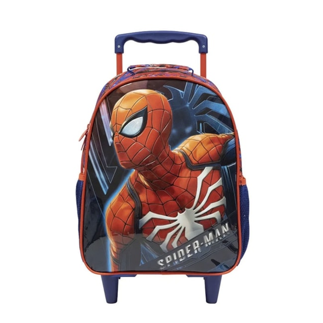Mochila Xeryus De Rodinha Spider Man Infantil Marinho e Marinho/vermelho