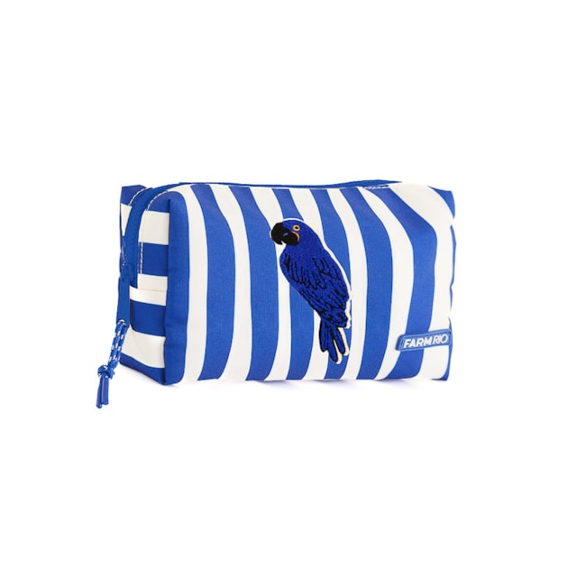 Nécessaire Farm Ora Bolas G Arara Listrada Branco