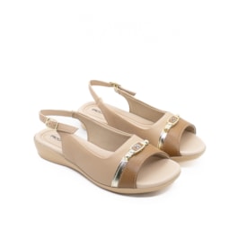 Sandália Anabela Baixa Piccadilly Feminina Nude Claro