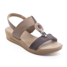 Sandália Anabela Baixa Usaflex Feminina Camel