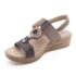 Sandália Anabela Baixa Usaflex Feminina Camel