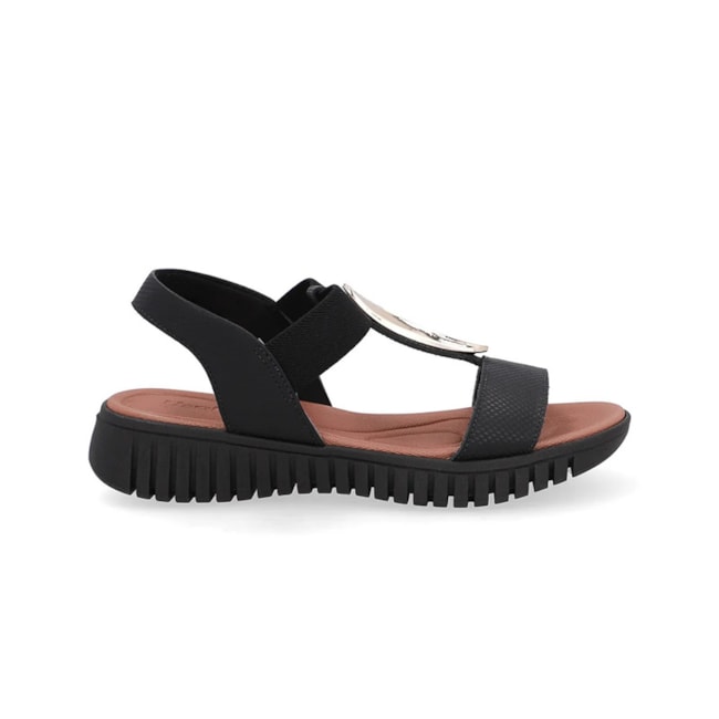 Sandália Anabela Baixa Usaflex Feminina Preto