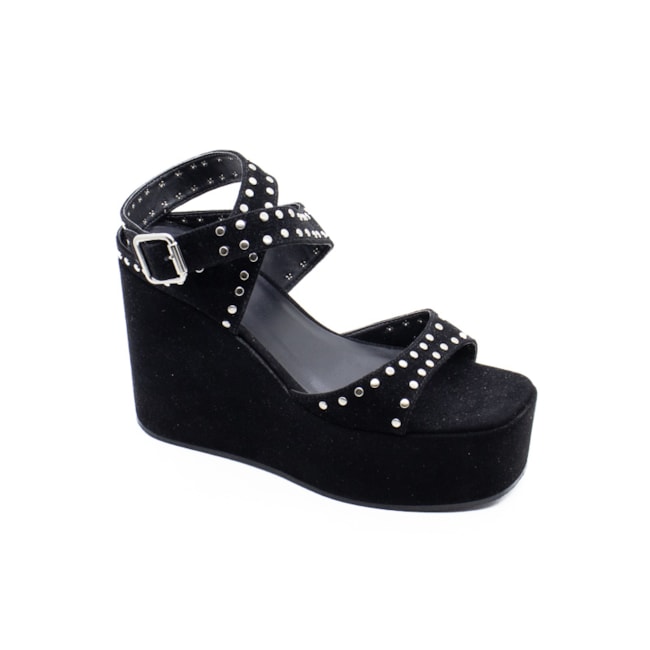 Sandália Anabela Lu Rezende Feminina Preto