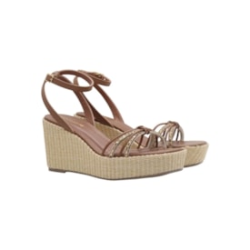 Sandália Anabela Salto Média Feminina Ganache