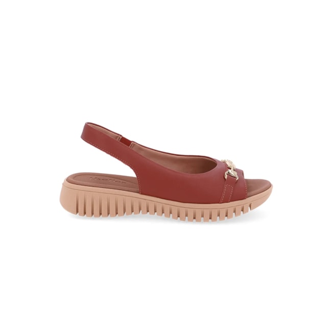 Sandália Anabela Usaflex Feminina Terracota