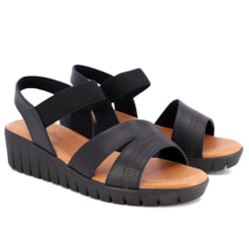 Sandalia  Couro Usaflex Feminina Preto