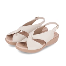 Sandália Fascite Anabela Medio Piccadilly Feminino Off White