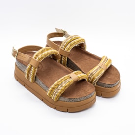 Sandália Flat Alta Moleca Feminina Multi Mostarda Sandália Flat Alta Moleca Feminina Multi Mostarda
