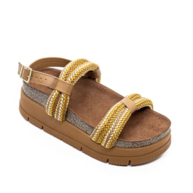 Sandália Flat Alta Moleca Feminina Multi Mostarda