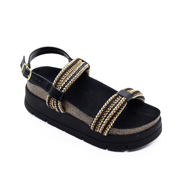 Sandália Flat Alta Moleca Feminina Multi Preto