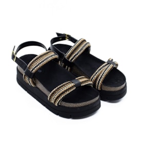 Sandália Flat Alta Moleca Feminina Multi Preto
