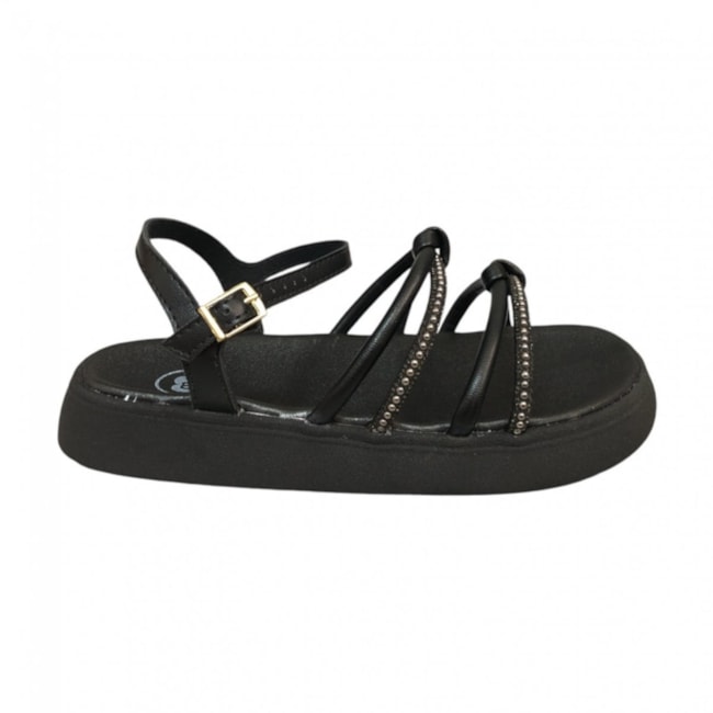 Sandália Flat Baixa Infantil Molekinha Feminino Preto