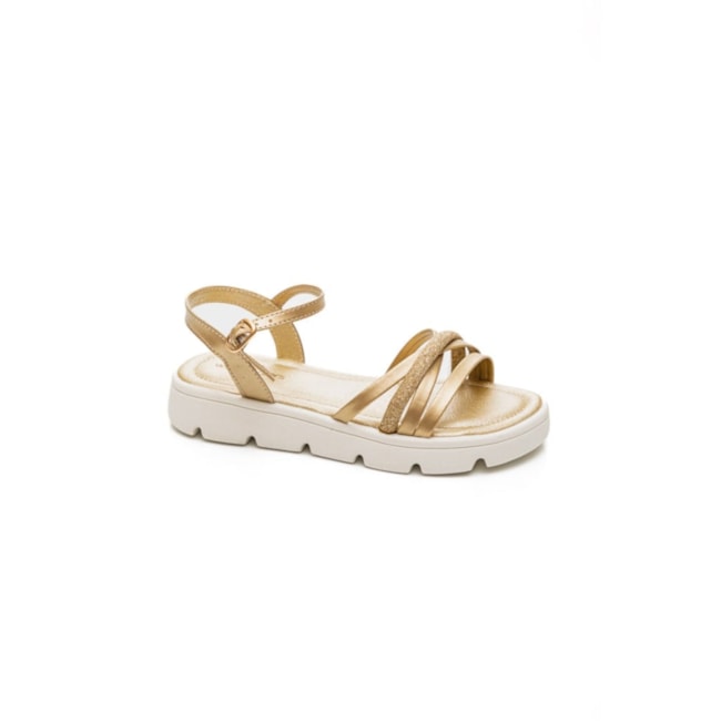 Sandália Flat Baixa Infantil World Colors Feminino Ouro Light