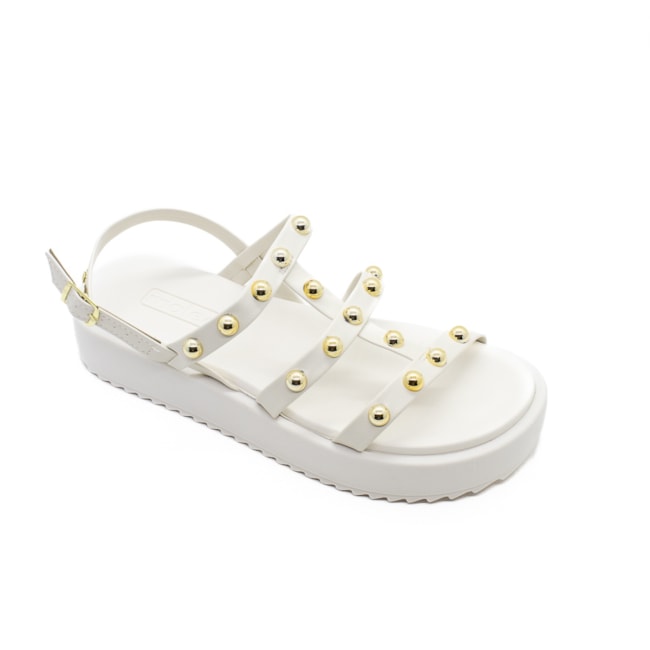 Sandália Flat Baixa Moleca Feminina Branco Off