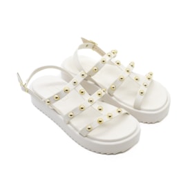 Sandália Flat Baixa Moleca Feminina Branco Off