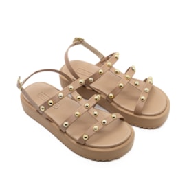 Sandália Flat Baixa Moleca Feminina Nude