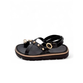 Sandália Flat Baixa Moleca Feminina Preto