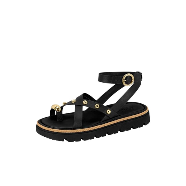 Sandália Flat Baixa Moleca Feminina Preto
