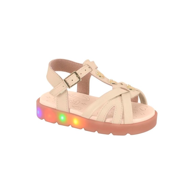 Sandália Flat Baixa Molekinha Infantil Feminina Creme