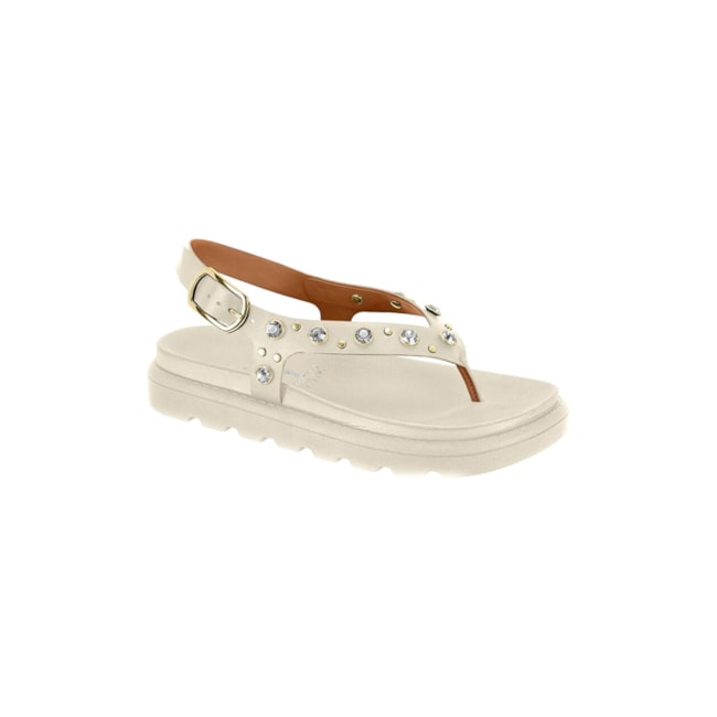 Sandália Flat Baixa Vizzano Feminina Branco Off