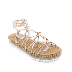 Sandalia Flat Moleca Feminina Ouro Rosado
