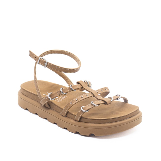 Sandalia Flat Plataforma Vizzano Feminina  Camel