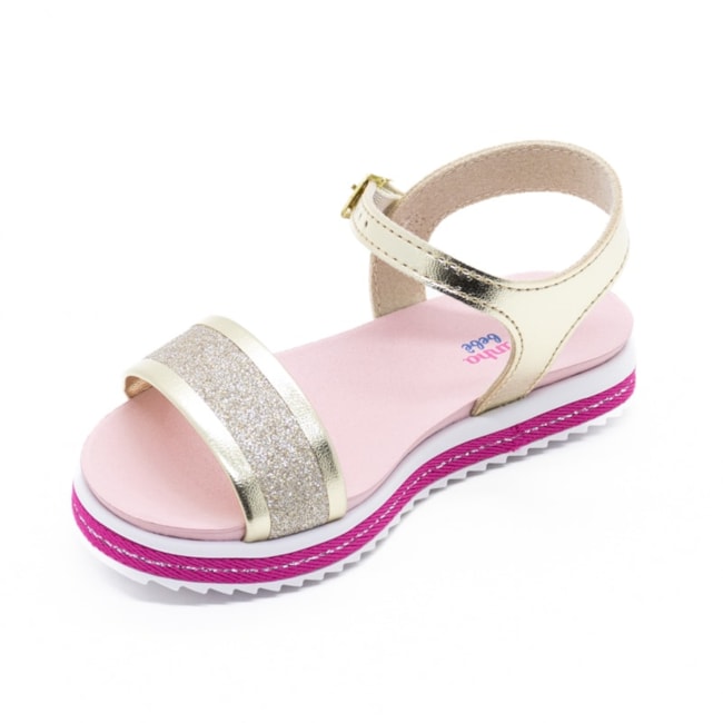 Sandalia Flatform Baixa Molekinha Infantil Feminina Dourado