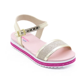 Sandalia Flatform Baixa Molekinha Infantil Feminina Dourado