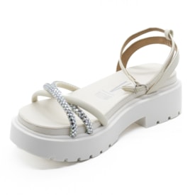 Sandália Flatform Baixo Vizzano Feminino Branco Off