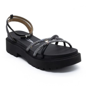Sandália Flatform Baixo Vizzano Feminino Preto