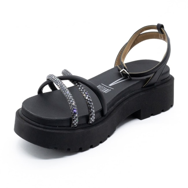 Sandália Flatform Baixo Vizzano Feminino Preto