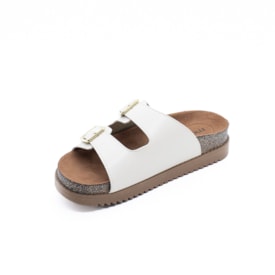Sandalia Plataforma Moleca Birken Feminina Branco Off